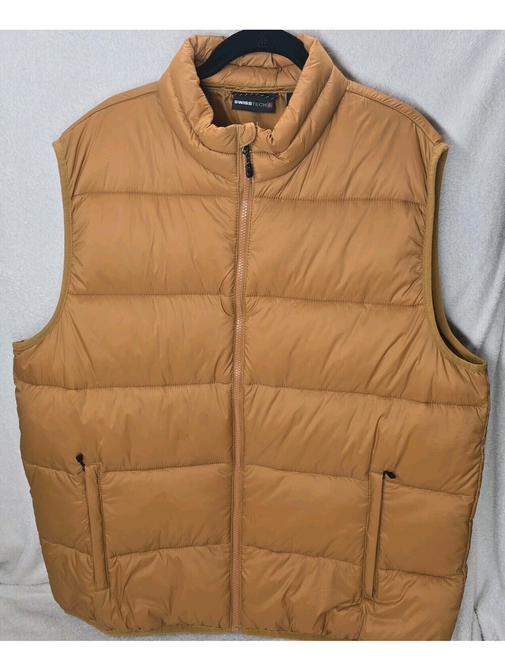 SwissTech Puffer Vest Men's XL (46-48) Full Zip Pockets Brown Insulated Snow Ski